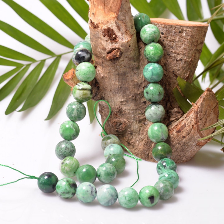 Boyasız Yeşil Varisit Taşı Dizi - 12 mm - 1