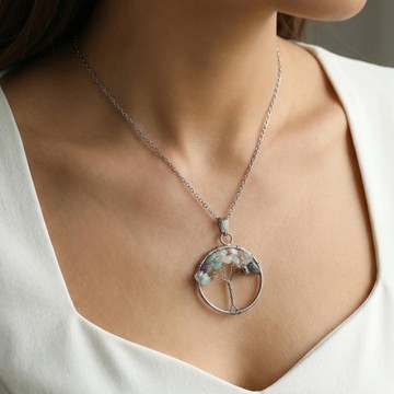 Kova Burcu Hayat Ağacı Kolye - Paslanmaz Çelik - 1