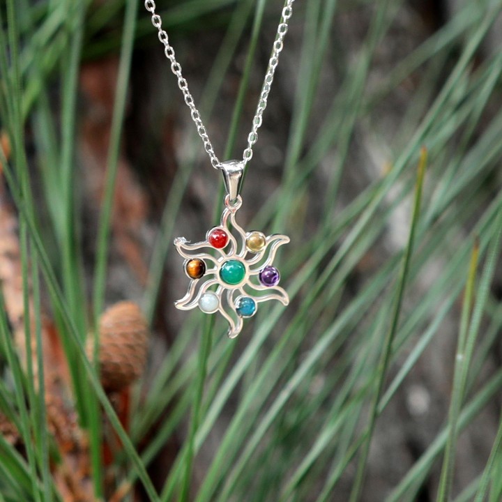 Çakra Güneşi Çelik Kolye – Doğal Taş Enerjisi ve Şık Tasarım Bir Arada - 1