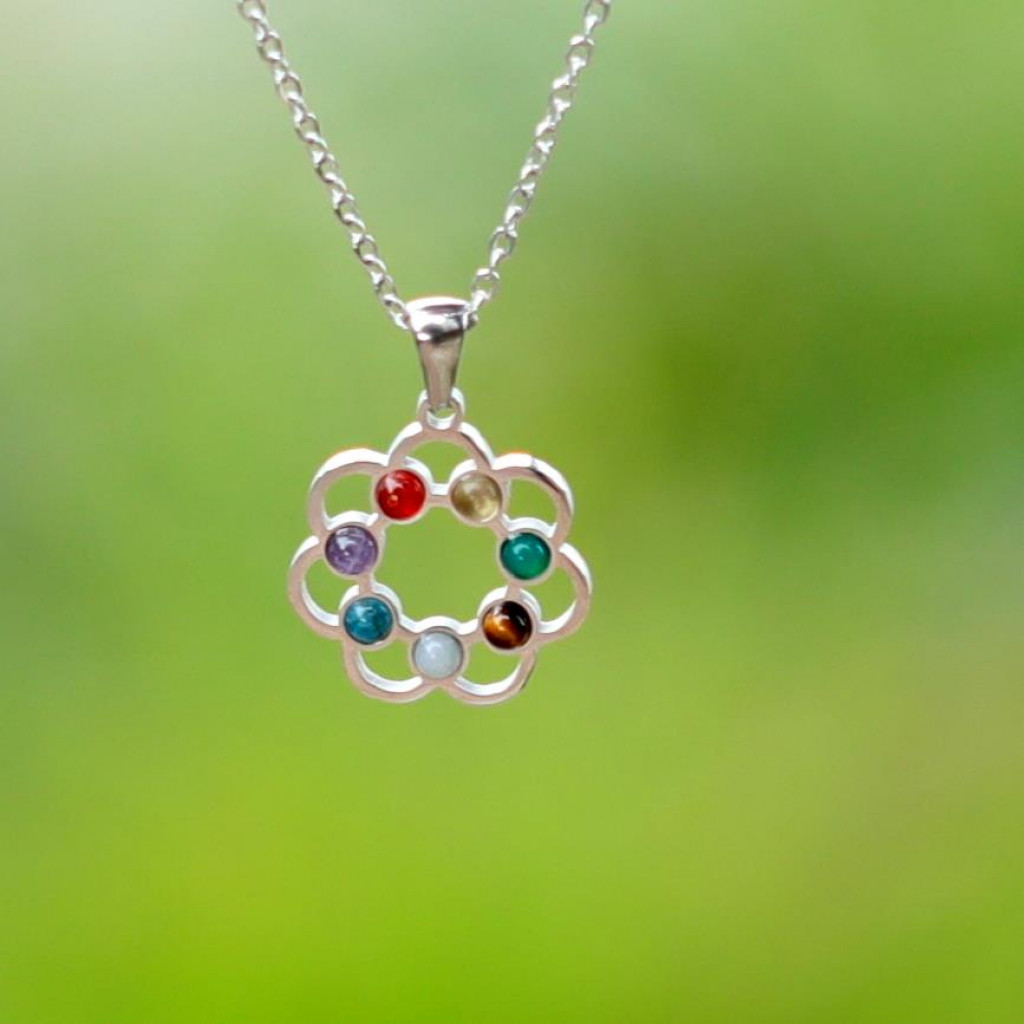 Renk Çemberi Çakra Kolye ( Çelik Kolye ) – 7 Taşın Enerjisini Tek Formda Taşı
