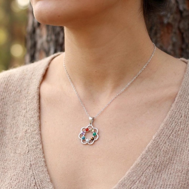 Renk Çemberi Çakra Kolye ( Çelik Kolye ) – 7 Taşın Enerjisini Tek Formda Taşı