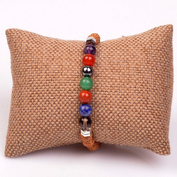 Çakra Taşlarından Bileklik ( 8 mm ) - Rudraksha Tohumlu - - 2