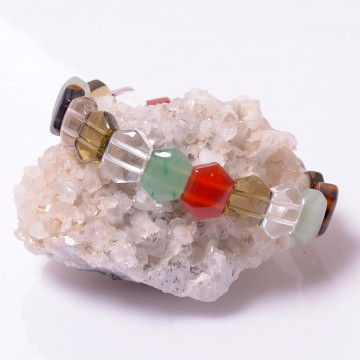 Çakra Taşlarından Bileklik - Altıgen Kesim - 2