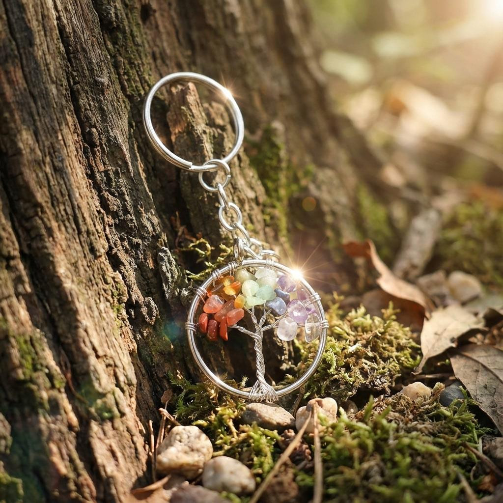 Çakra Taşlarından Hayat Ağacı Anahtarlık