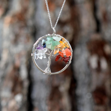 Çakra Taşlarından Hayat Ağacı Kolye - 2