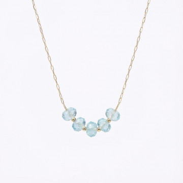 Çelik Zincirli Mavi Topaz Kolye