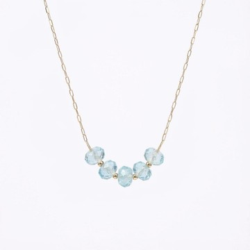 Çelik Zincirli Mavi Topaz Kolye - 2