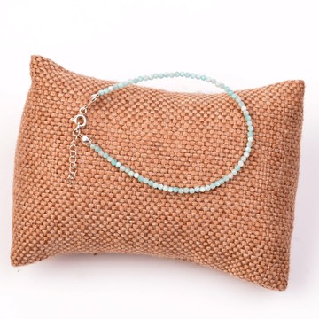 Çok İnce Amazonit Taşı Gümüş Bileklik - 2 mm - 2