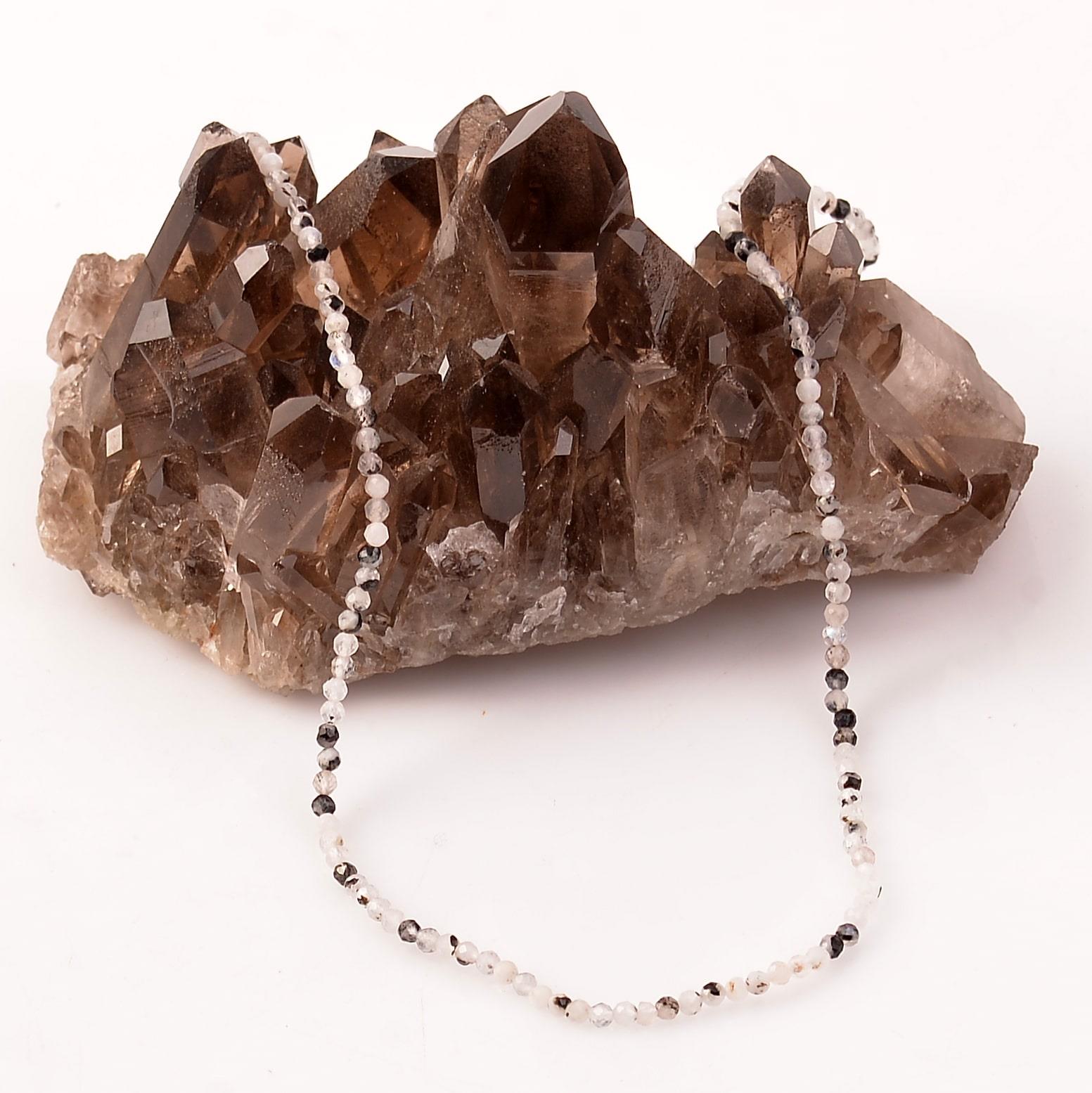 Multi Slim Moonstone Necklace 2 mm