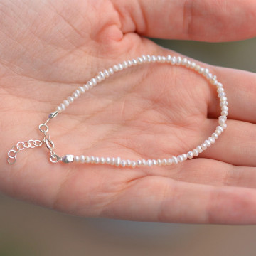 Çok İnce Gümüş İnci Bileklik - 2