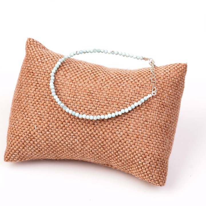 Çok İnce Larimar Taşı Gümüş Bileklik - 2,6 mm