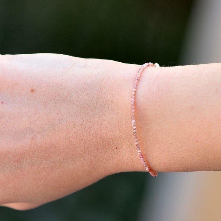 Çok İnce Rodokrozit Taşı Gümüş Bileklik - 2