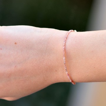 Çok İnce Rodokrozit Taşı Gümüş Bileklik - 2