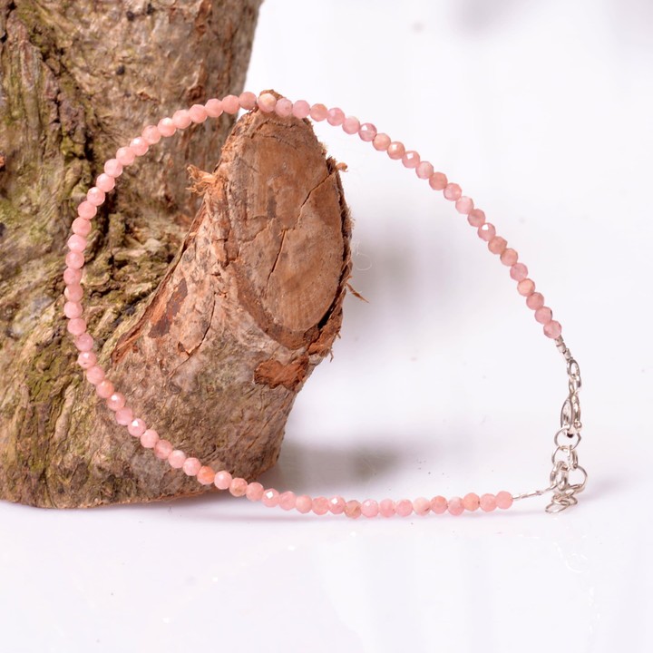 Çok İnce Rodokrozit Taşı Gümüş Bileklik