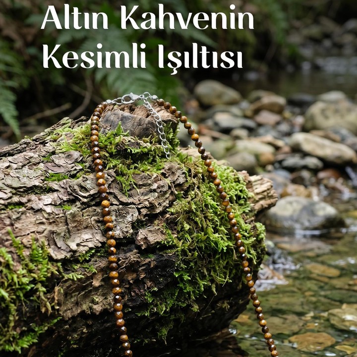 Kaplan Gözü Taşı Fasetli İnce Paslanmaz Çelik Kolye – 3 mm