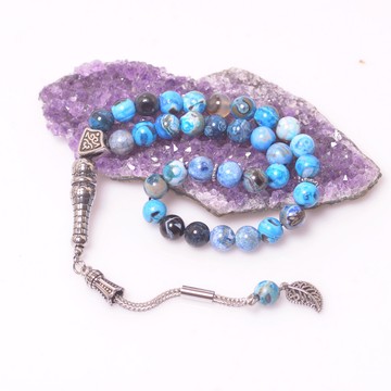 Crazy Akik Taşı Tesbih 8 mm - Çelik Malzemeli - 2