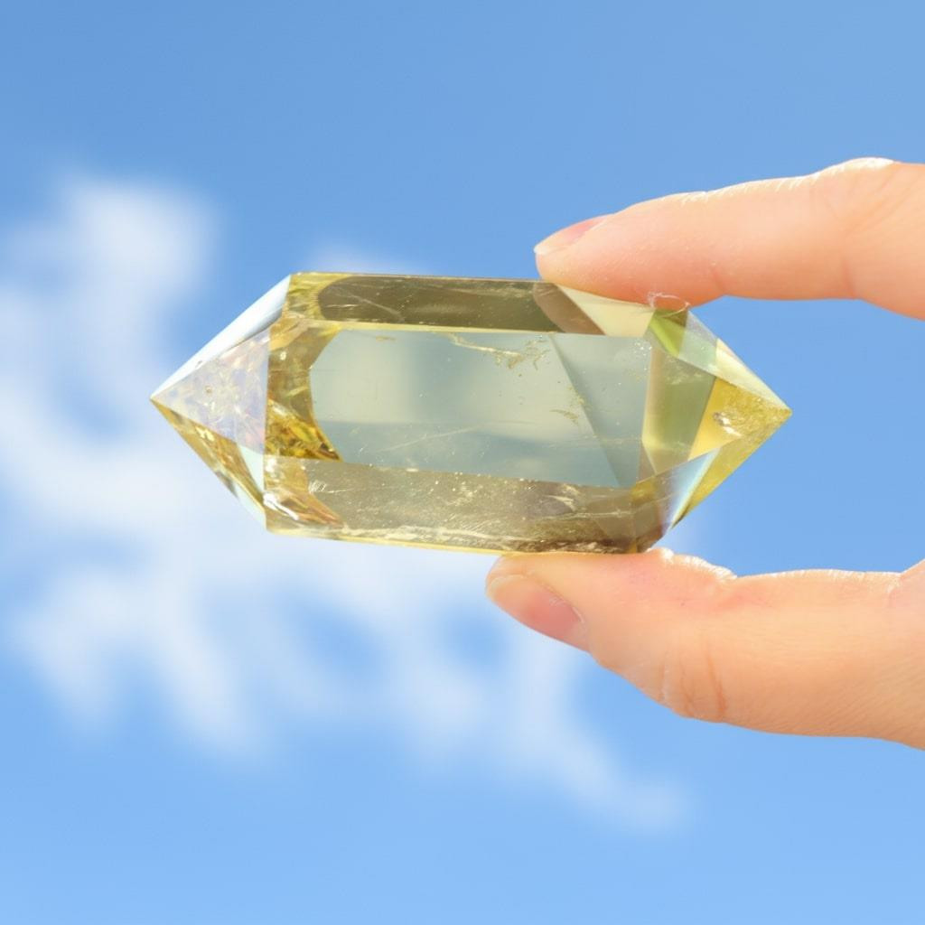 Doğal Çift Uçlu Limon Kuvars Taşı – 100 gr – Enerji Dengeleyici Kristal Kuvars