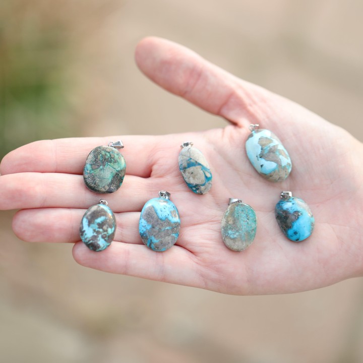 Doğal İran Turkuazı (Firuze) Çelik Kolye – Boyasız ve Orijinal - 2