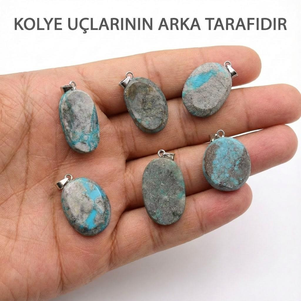 Doğal İran Turkuazı (Firuze) Çelik Kolye – Boyasız ve Orijinal