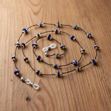 Doğal Lapis Lazuli Taşlı Gözlük İpi - Gözlük Askısı