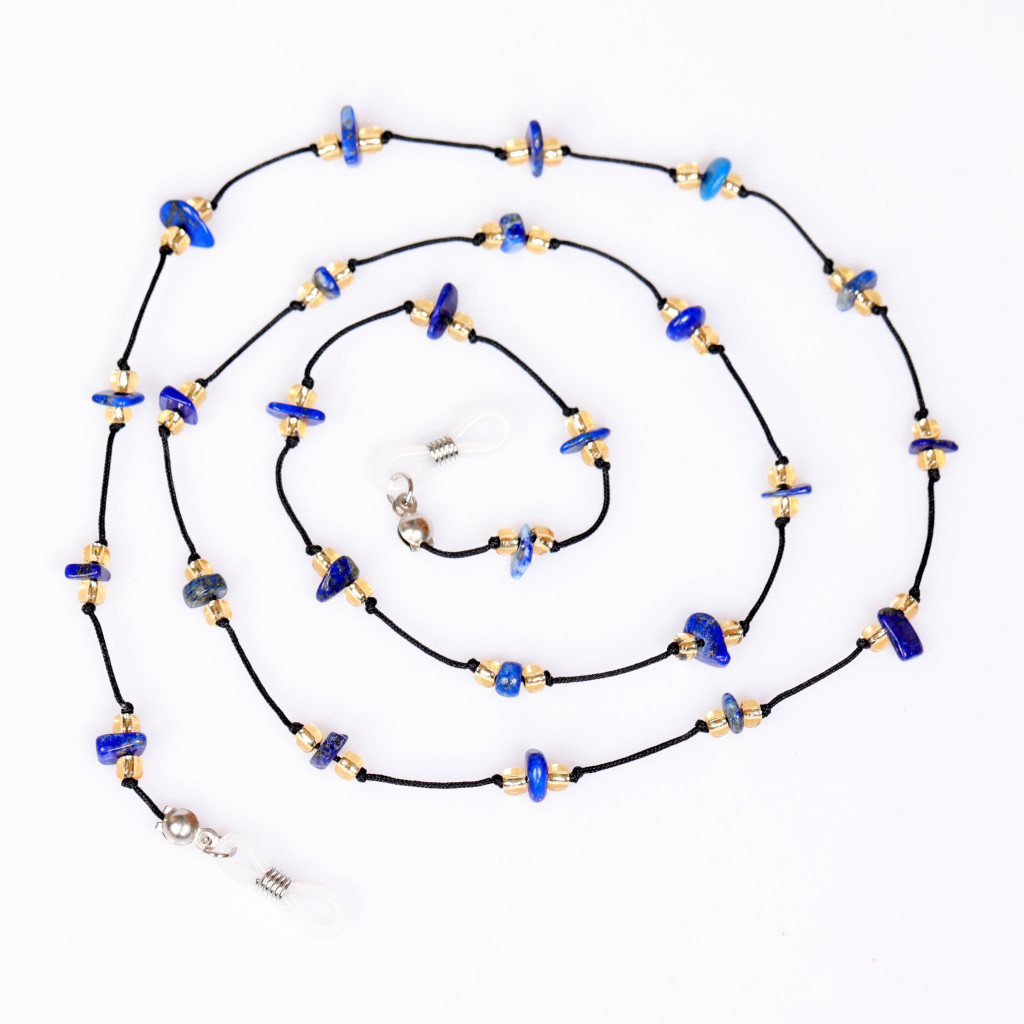Doğal Lapis Lazuli Taşlı Gözlük İpi - Gözlük Askısı