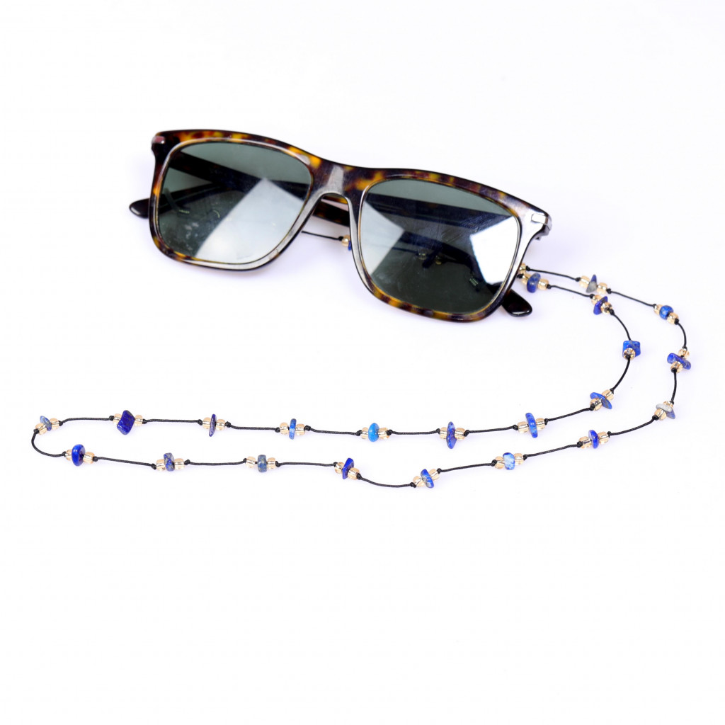 Doğal Lapis Lazuli Taşlı Gözlük İpi - Gözlük Askısı