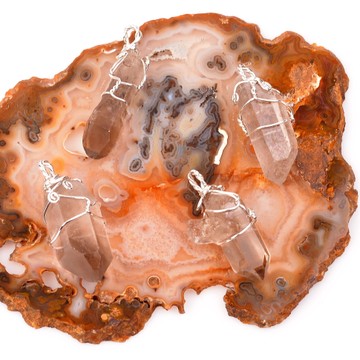 Dumanlı Kuvars Taşı Kazık Kolye - Tel Sargılı - 2