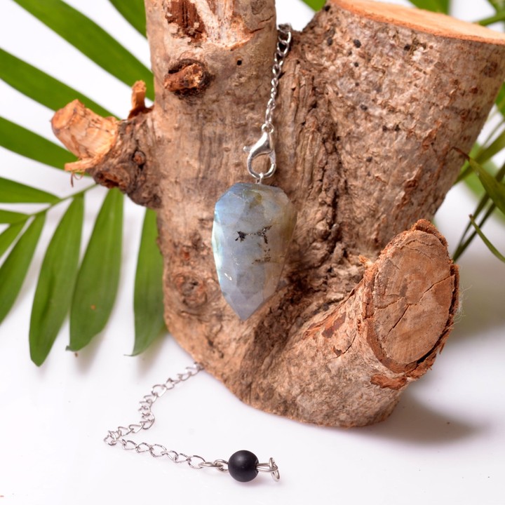 Faset Kesim Labradorit Taşı Pandül - Sarkaç - 1