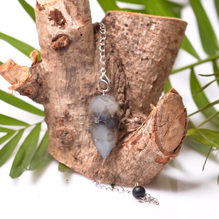 Faset Kesim Labradorit Taşı Pandül - Sarkaç - 2