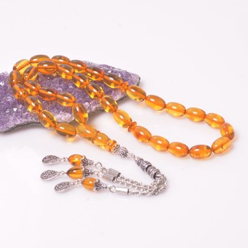 Fıçı Kesim Büyük Boy Damla Kehribar Tesbih (8*12) - Sertifikalı Ürün - 2