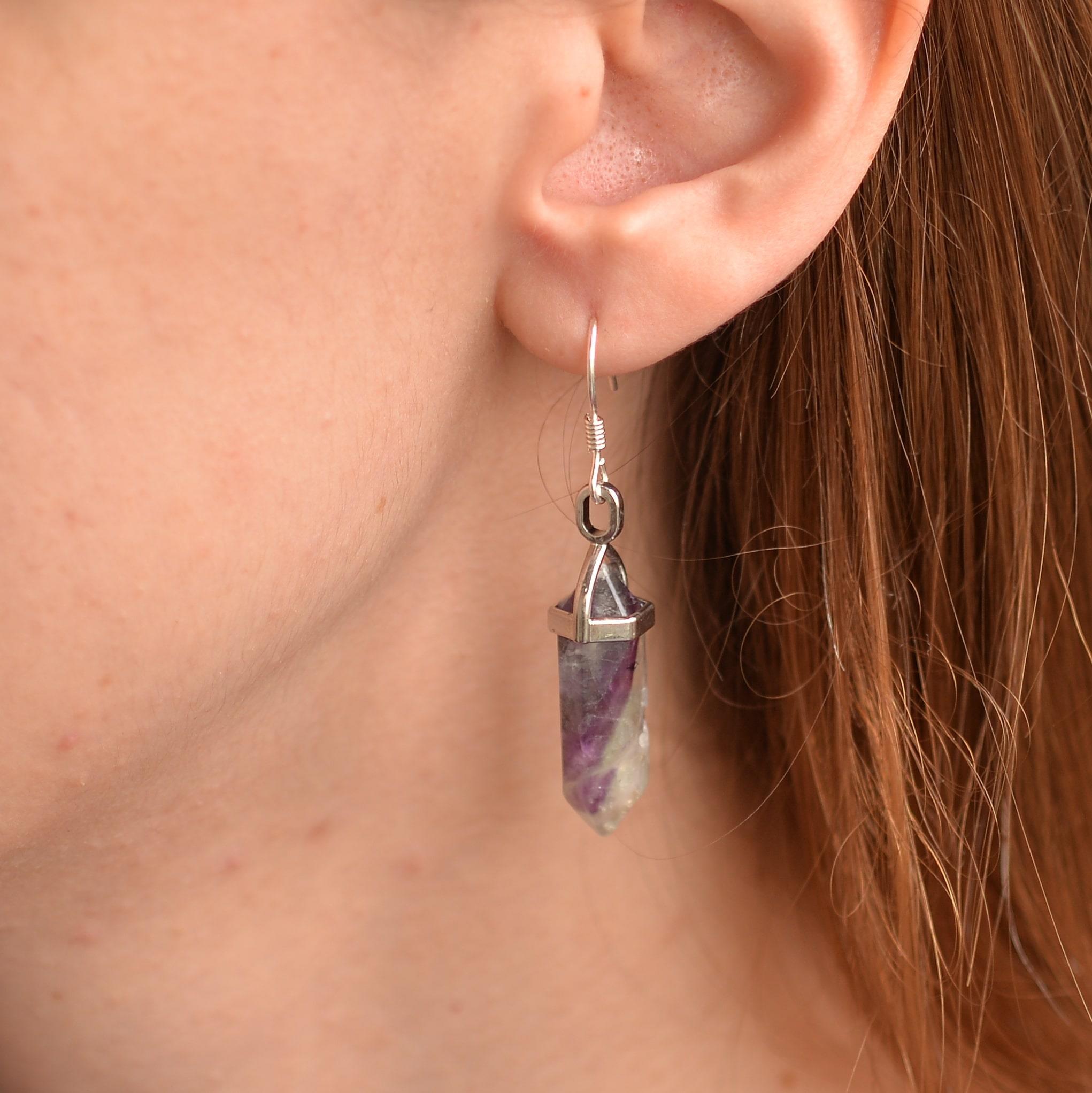 Florit Stone Earrings -Silver Mengeçli