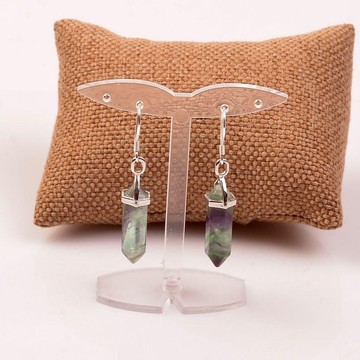 Florit Taşı Küpe -Gümüş Mengeçli - 2