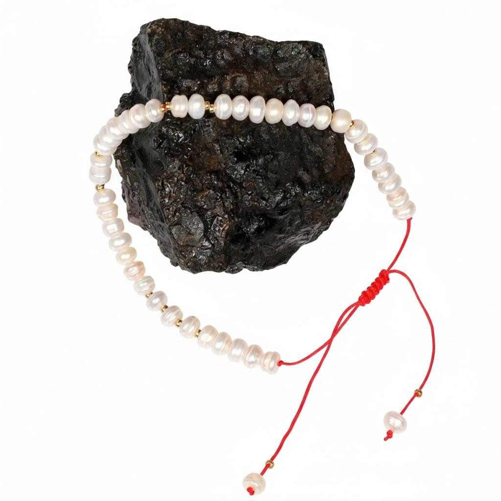 Gerçek İnci Bileklik – 4x5 mm Rondel Kesim, Ayarlanabilir Model Gerçek İnci Bileklik – 4x5 mm Rondel Kesim, Ayarlanabilir Model