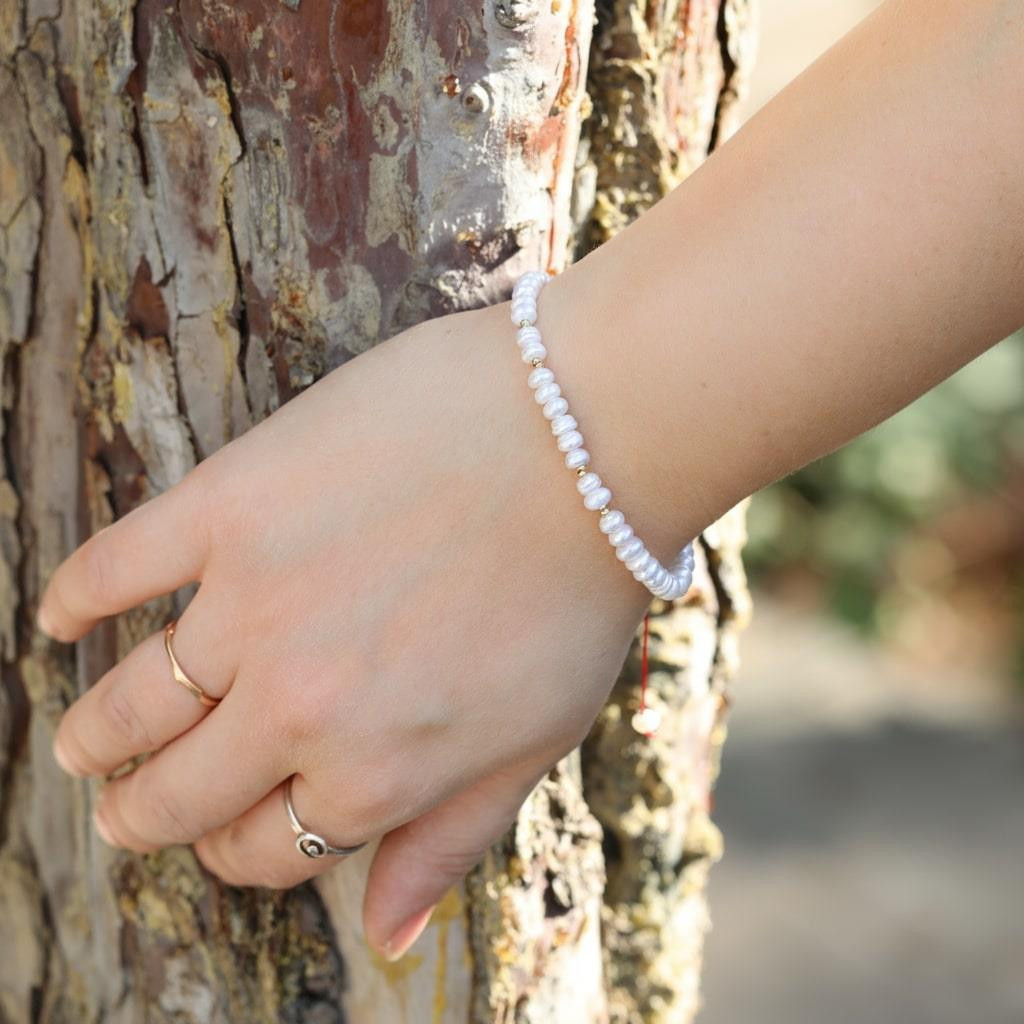 Gerçek İnci Bileklik – 4x5 mm Rondel Kesim, Ayarlanabilir Model Gerçek İnci Bileklik – 4x5 mm Rondel Kesim, Ayarlanabilir Model