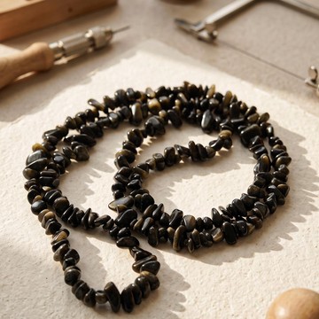 Golden Obsidyen Taşı Kırık Taş Dizi – 7 mm - 1