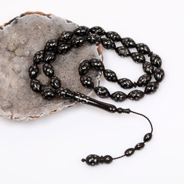 Gümüş İşlemeli Kuka Tesbih 8*12 mm - 2