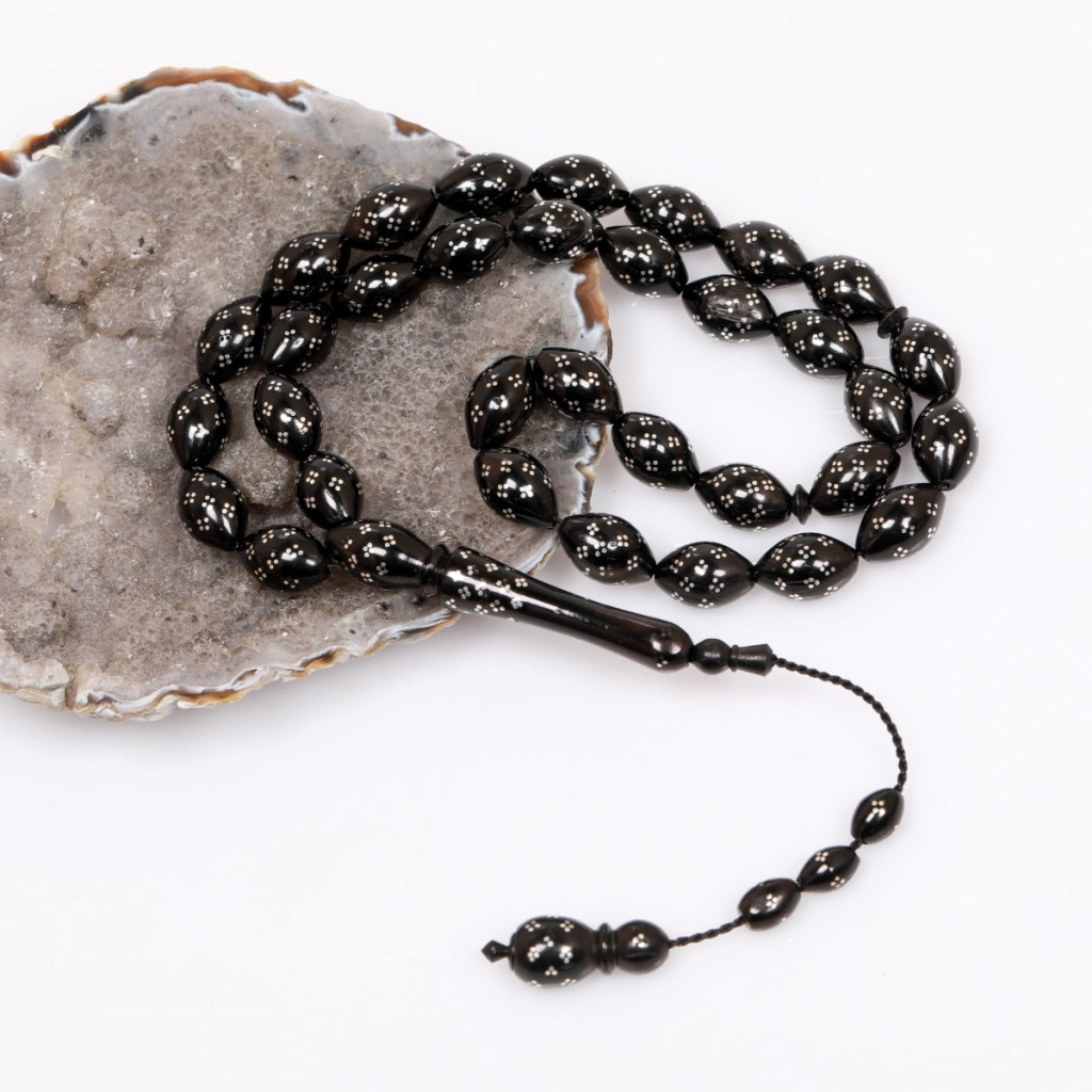 Gümüş İşlemeli Kuka Tesbih 8*12 mm