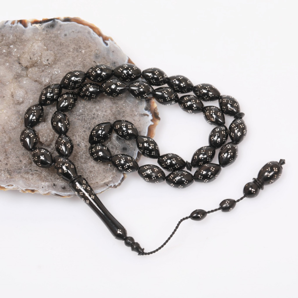 Gümüş İşlemeli Kuka Tesbih 8*12 mm