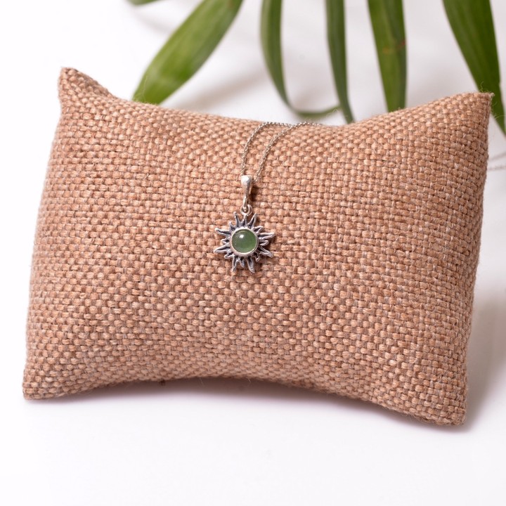 Güneş Şeklinde Aventurin Taşı Gümüş Kolye - Küçük Boy - 2