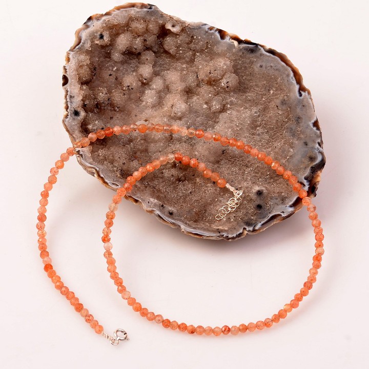 Güneş Taşı Gümüş Kolye - 3,2 mm