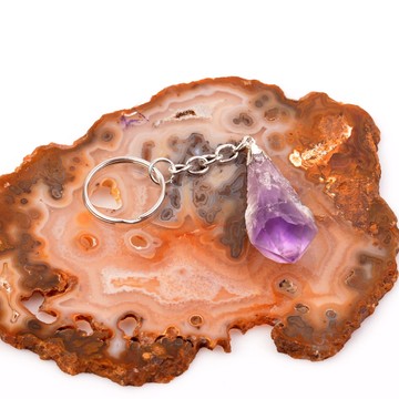 Raw Amethyst Stone Key Ring-Raw Natural Stone - 2