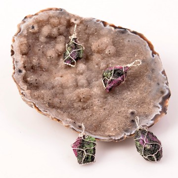 Ham Anyolit Taşı Kolye - Ruby in Zoisit Taşı - 2