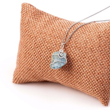 Ham Apatit Taşı Kolye - Tel Sargılı - 2