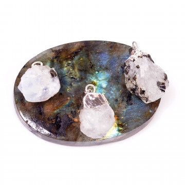 Ham Ay Taşı Gümüş Kolye - İşlenmemiş Doğal Taş - 2