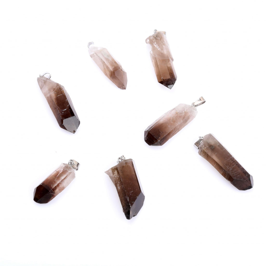 Ham Dumanlı Kuvars Kolye – Doğal Taş / Çelik Zincir