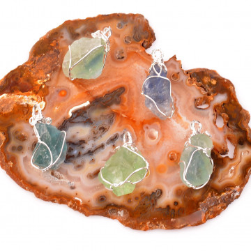 Ham Florit Taşı Kolye - Tel Sargılı - 2