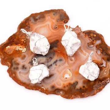 Ham Havlit Taşı Kolye - Tel Sargılı - 2