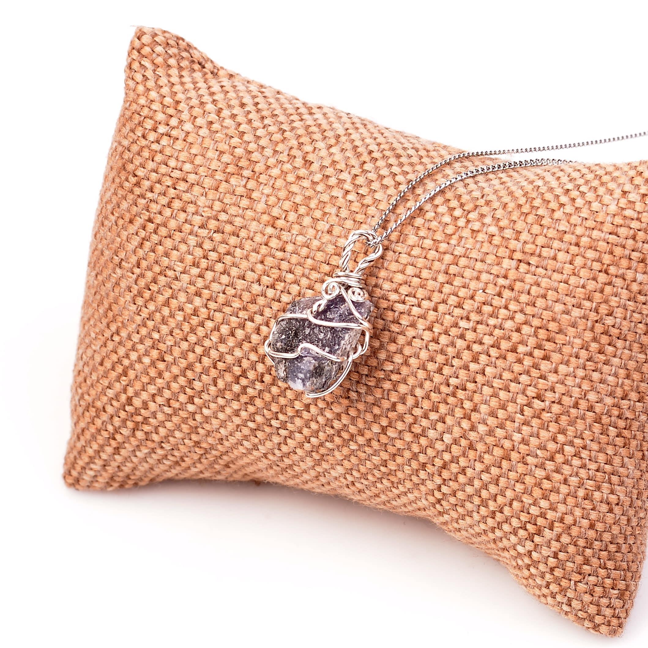 Ham İyolit Stone Necklace Tel Wrapped