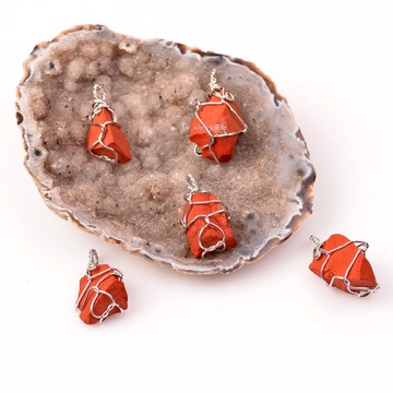 Ham Jasper Taşı Kolye - Tel Sargılı - 2