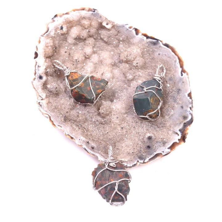 Ham Kan Taşı Kolye - Tel Sargılı - 2